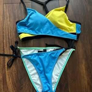 Blue and Yellow Bikini Set